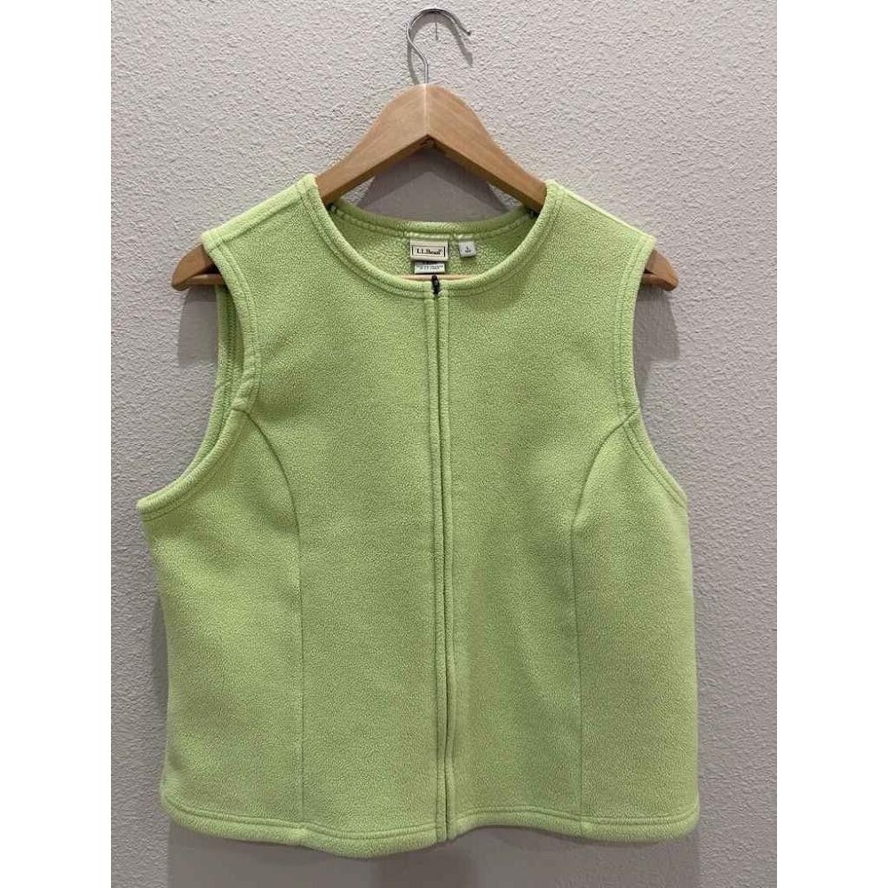 L.L. Bean Women's Polartec Fleece Full-Zip Vest - Lime Green